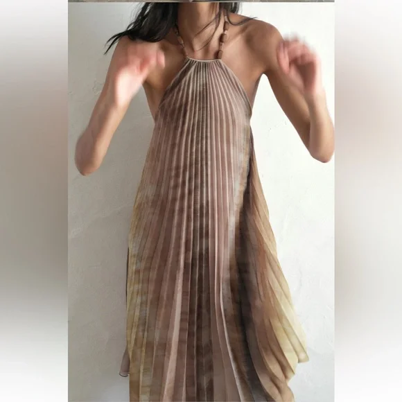 COPY - ZARA TIE DYE PLEATED HALTER DRESS - Picture 2 of 11